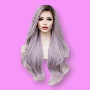 Uniwigs Misty Dawn Pale Lilac Long Natural Wave Synthetic Lace Front Wig